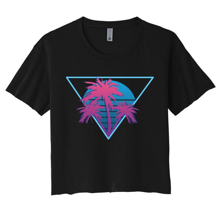 Neon Palm Trees Women's Crop Top Tee