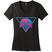 Neon Palm Trees Women's V-Neck T-Shirt