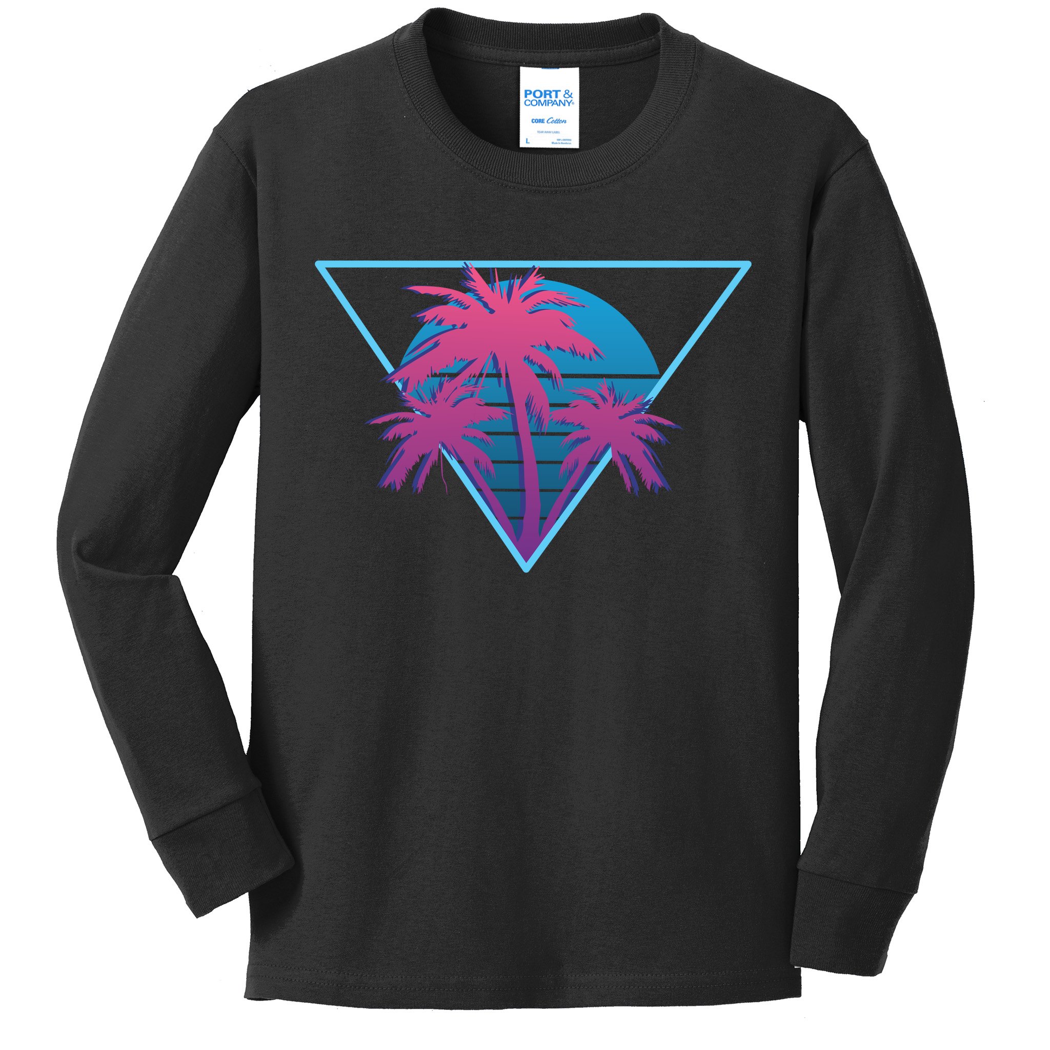 Neon Palm Trees Kids Long Sleeve Shirt