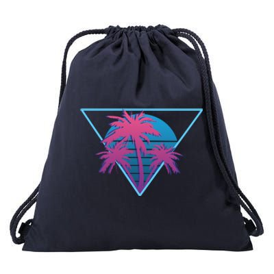 Neon Palm Trees Drawstring Bag