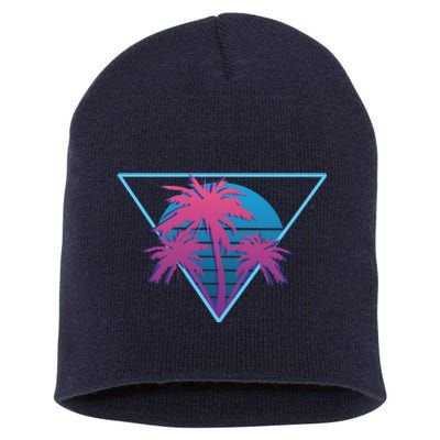 Neon Palm Trees Short Acrylic Beanie