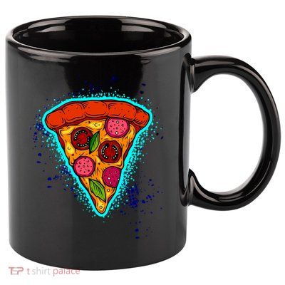 Neon Pizza 11oz C Handle Ceramic Mug