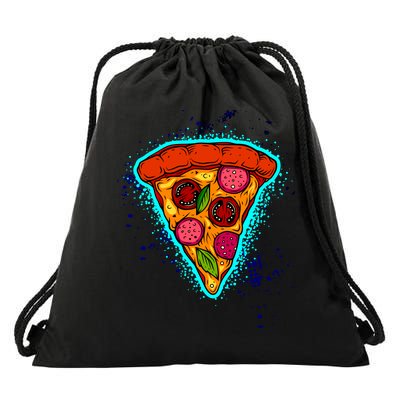 Neon Pizza Drawstring Bag