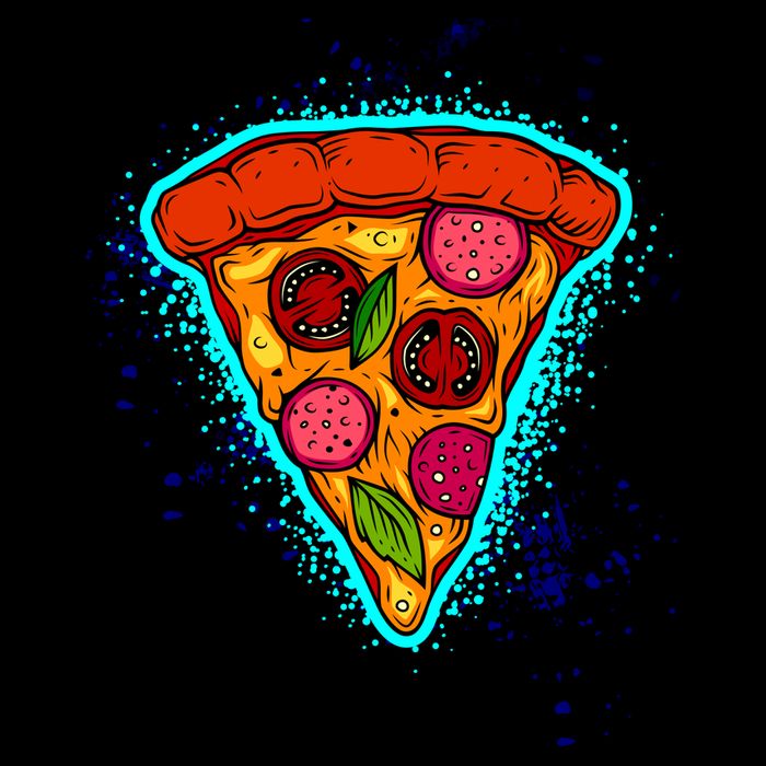 Neon Pizza Drawstring Bag