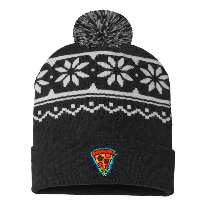 Neon Pizza USA-Made Snowflake Beanie