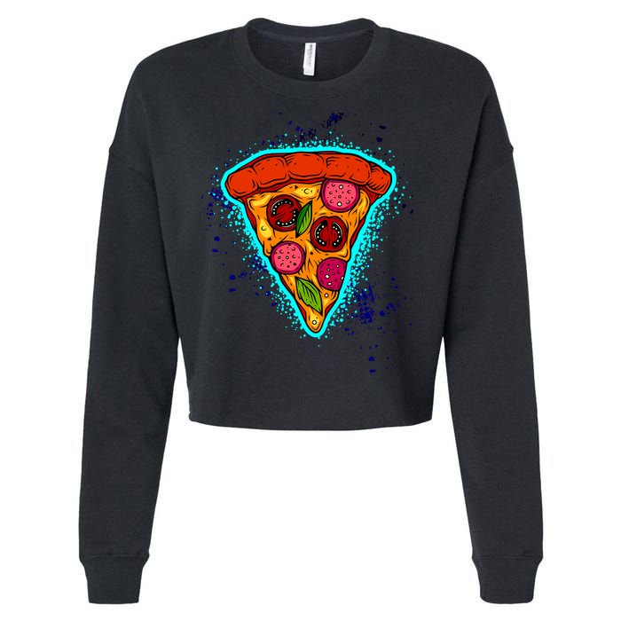 Neon Pizza Cropped Pullover Crew