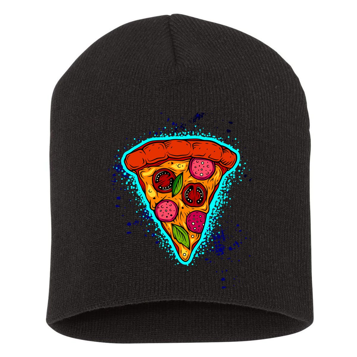 Neon Pizza Short Acrylic Beanie
