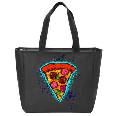 Neon Pizza Zip Tote Bag