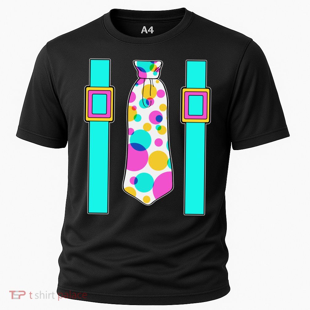 Neon Polka Dot 80s Party Tie And Suspenders Cooling Performance Crew T-Shirt