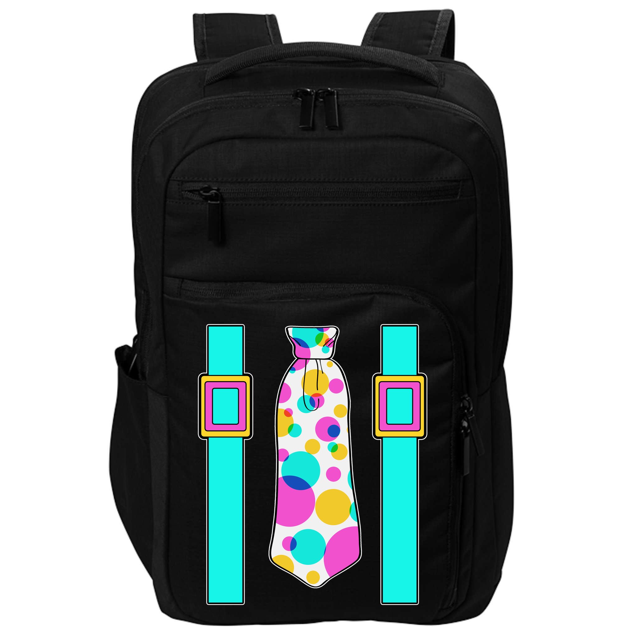 Neon Polka Dot 80s Party Tie And Suspenders Impact Tech Backpack