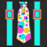 Neon Polka Dot 80s Party Tie And Suspenders Adult Drive Performance Visor