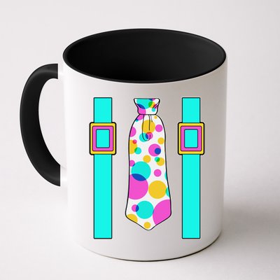 Neon Polka Dot 80s Party Tie And Suspenders Mug