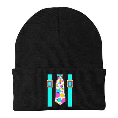 Neon Polka Dot 80s Party Tie And Suspenders Beanie