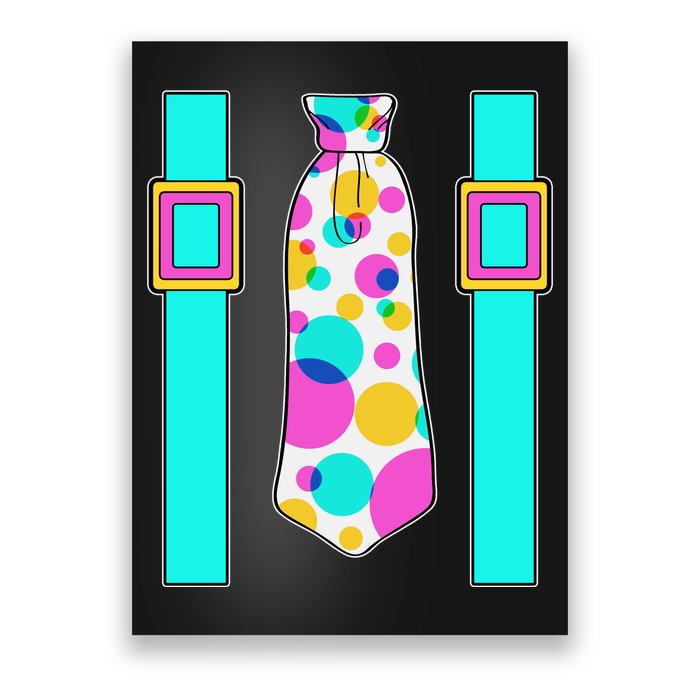 Neon Polka Dot 80s Party Tie And Suspenders Poster