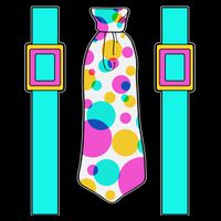 Neon Polka Dot 80s Party Tie And Suspenders Poster