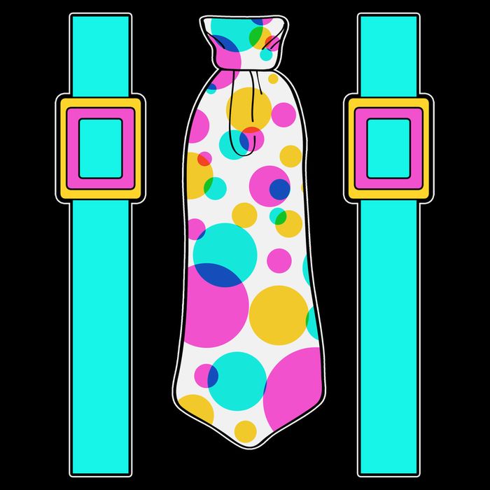 Neon Polka Dot 80s Party Tie And Suspenders Poster