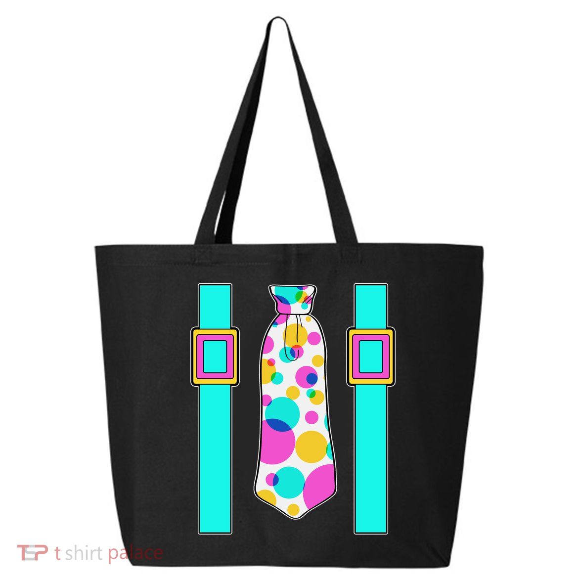 Neon Polka Dot 80s Party Tie And Suspenders 25L Jumbo Tote
