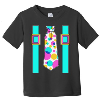 Neon Polka Dot 80s Party Tie And Suspenders Toddler T-Shirt
