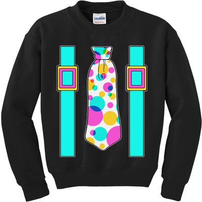 Neon Polka Dot 80s Party Tie And Suspenders Kids Sweatshirt