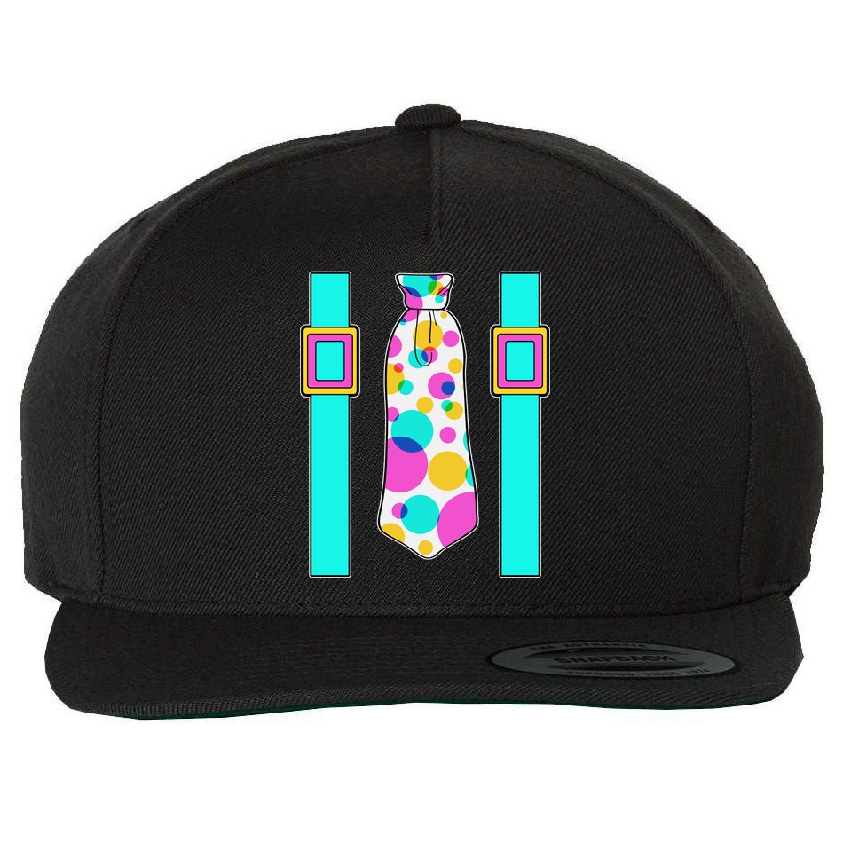 Neon Polka Dot 80s Party Tie And Suspenders Wool Snapback Cap