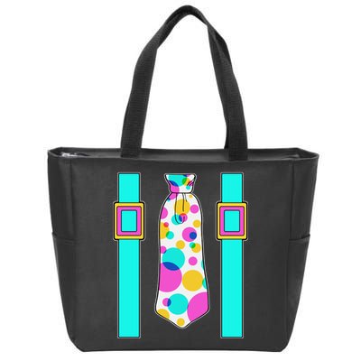 Neon Polka Dot 80s Party Tie And Suspenders Zip Tote Bag