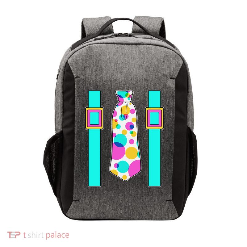 Neon Polka Dot 80s Party Tie And Suspenders Vector Backpack