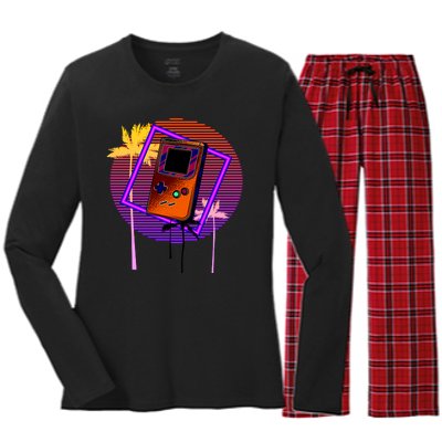 Neon Retro Video Game Women's Long Sleeve Flannel Pajama Set 