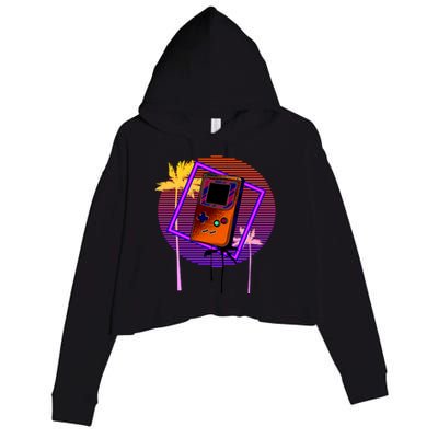 Neon Retro Video Game Crop Fleece Hoodie