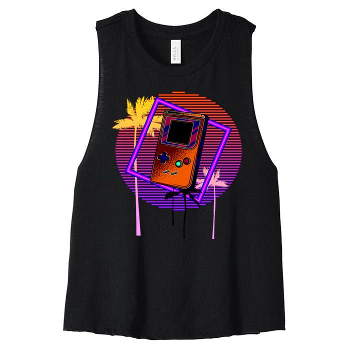 Neon Retro Video Game Women's Racerback Cropped Tank