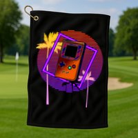 Neon Retro Video Game Golf Towel