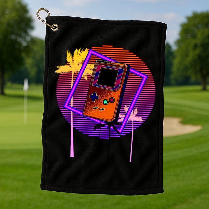 Neon Retro Video Game Golf Towel