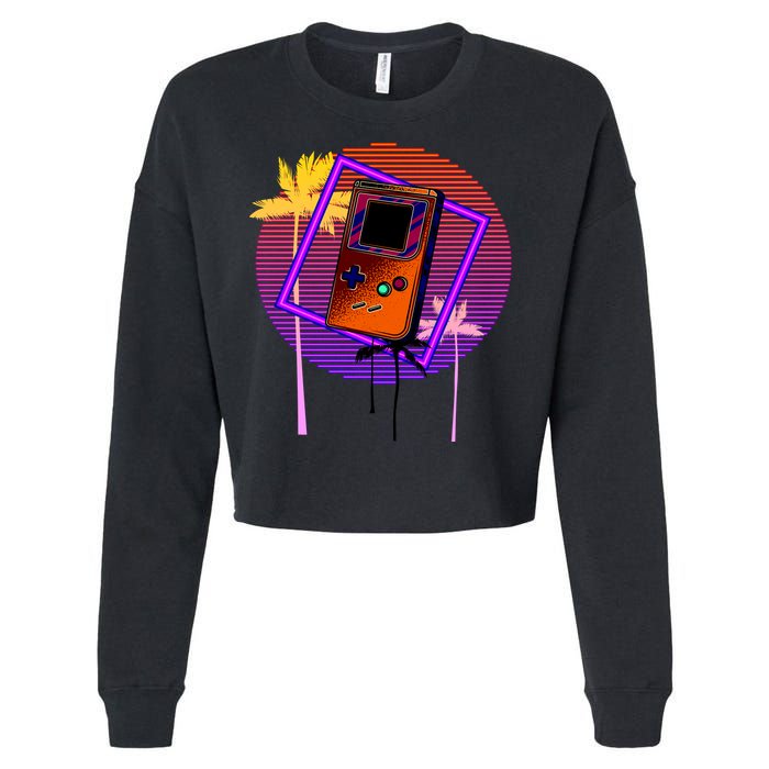 Neon Retro Video Game Cropped Pullover Crew