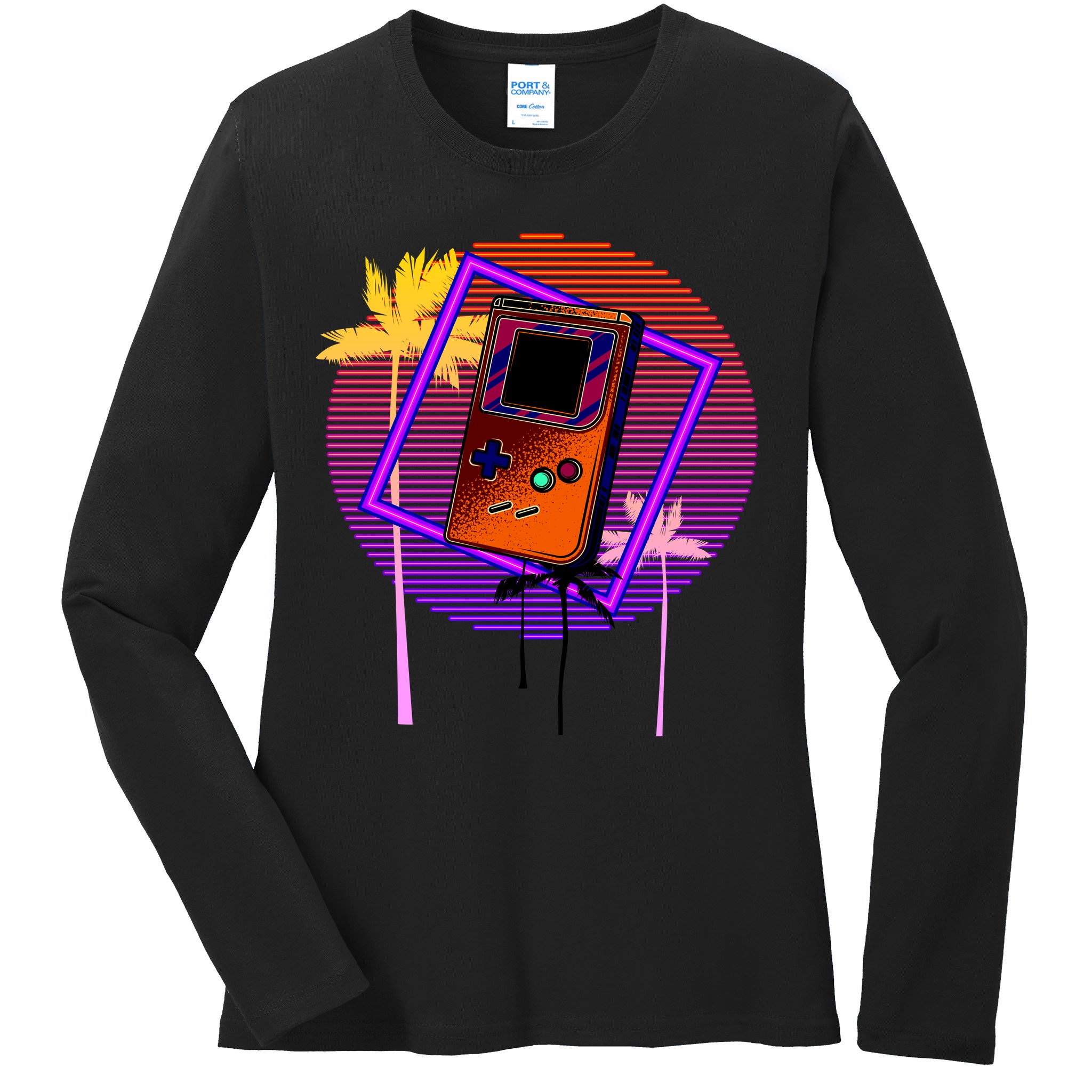 Neon Retro Video Game Ladies Long Sleeve Shirt