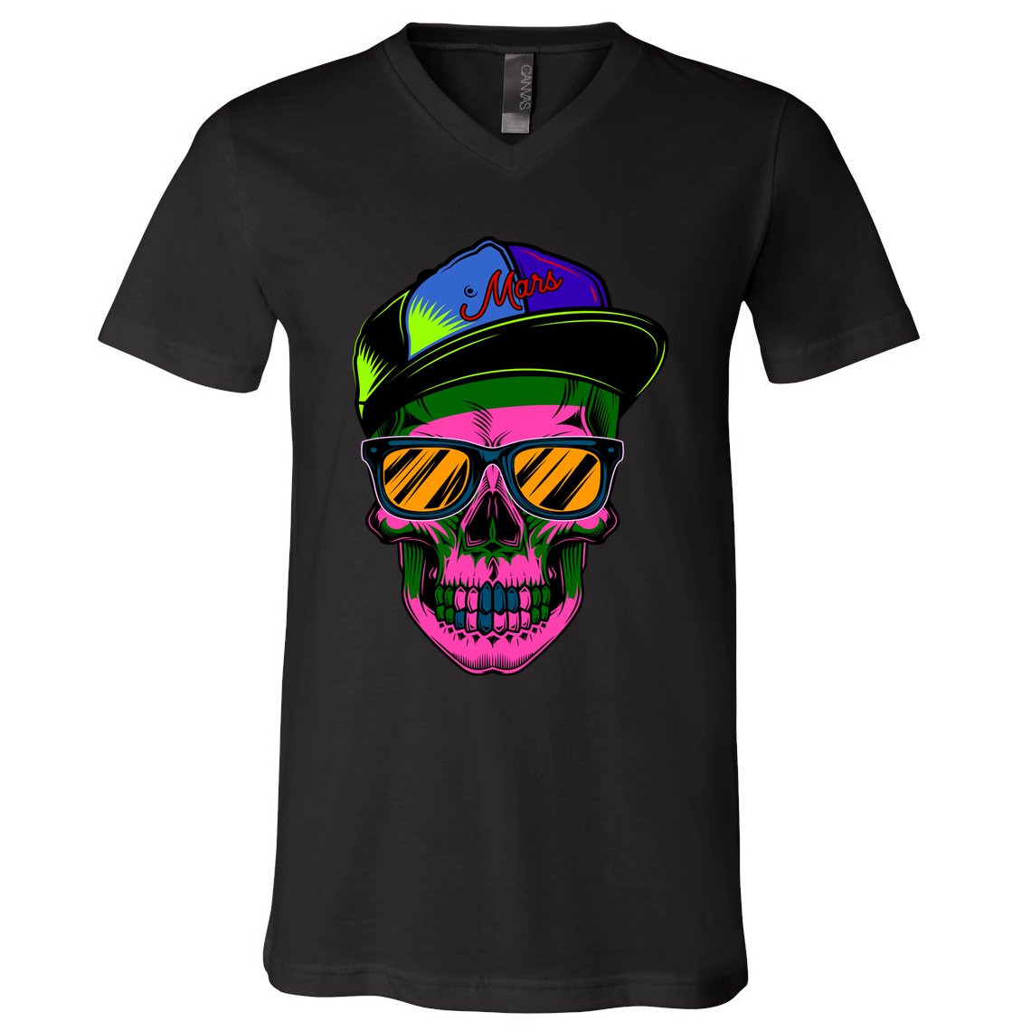 Neon Skeleton Mars V-Neck T-Shirt