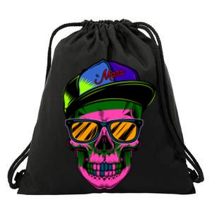 Neon Skeleton Mars Drawstring Bag