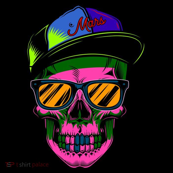 Neon Skeleton Mars Poster