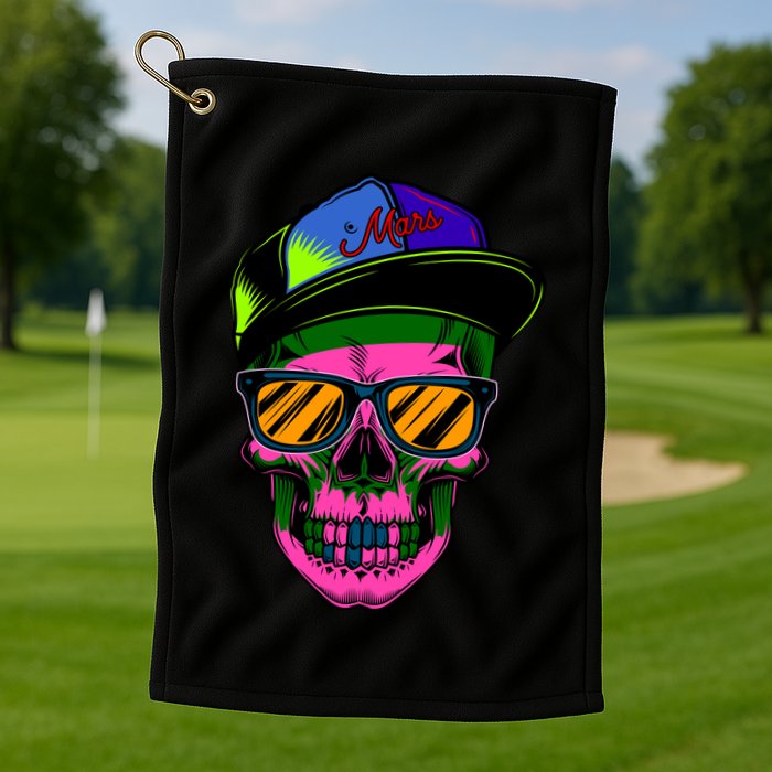 Neon Skeleton Mars Golf Towel