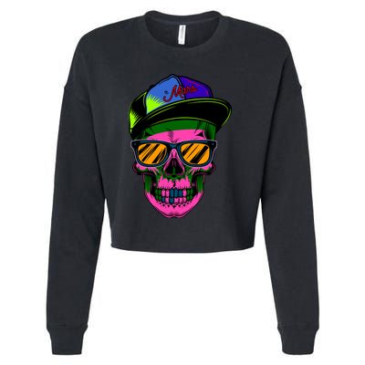 Neon Skeleton Mars Cropped Pullover Crew