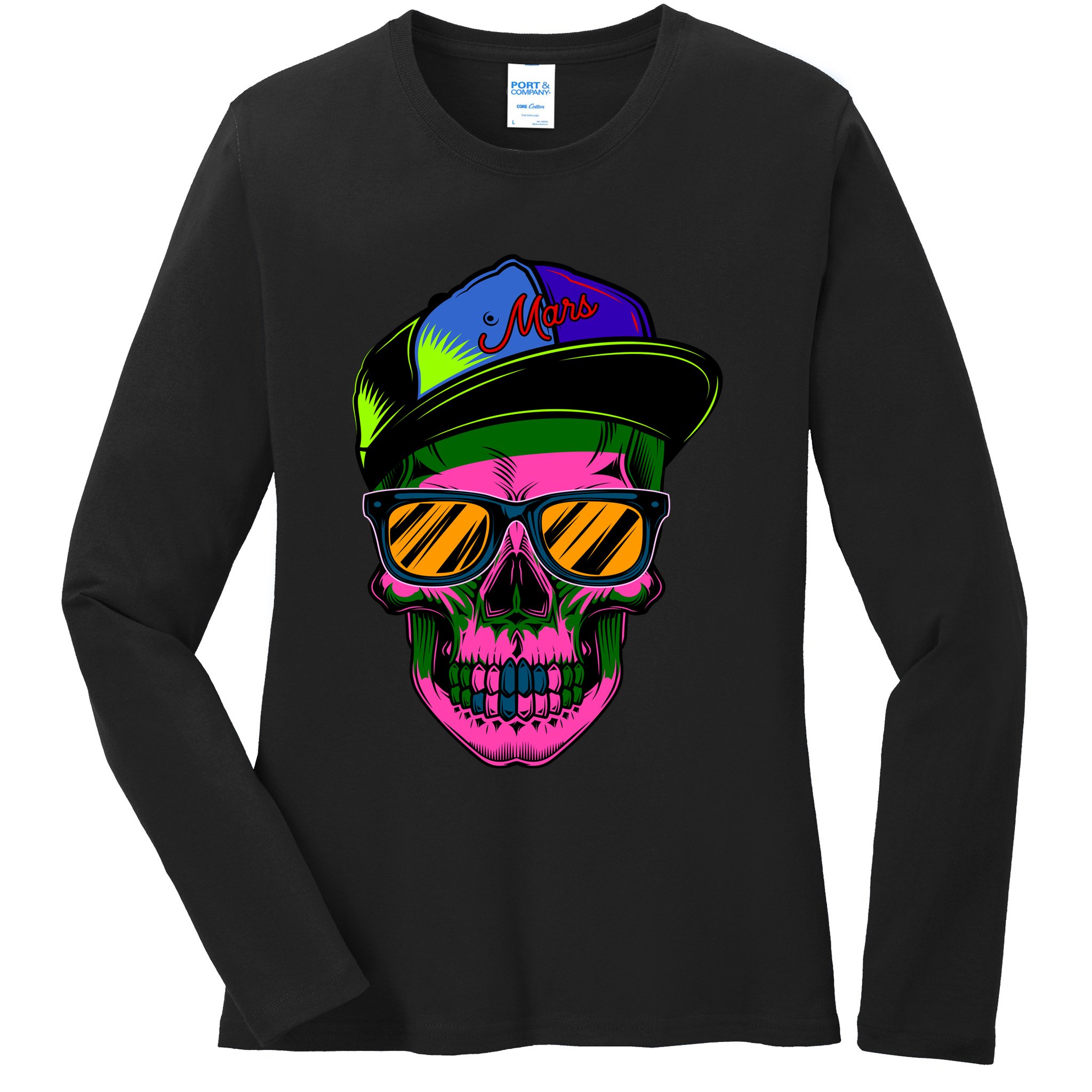 Neon Skeleton Mars Ladies Long Sleeve Shirt