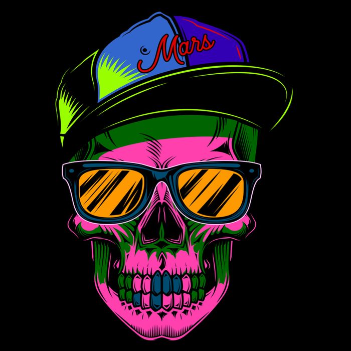Neon Skeleton Mars Womens T-Shirt