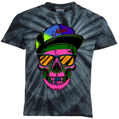 Neon Skeleton Mars Kids Tie-Dye T-Shirt