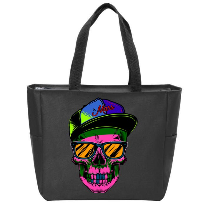 Neon Skeleton Mars Zip Tote Bag