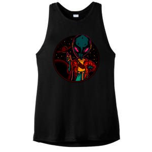 Neon Space Alien Ladies PosiCharge Tri-Blend Wicking Tank