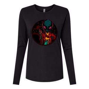 Neon Space Alien Womens Cotton Relaxed Long Sleeve T-Shirt