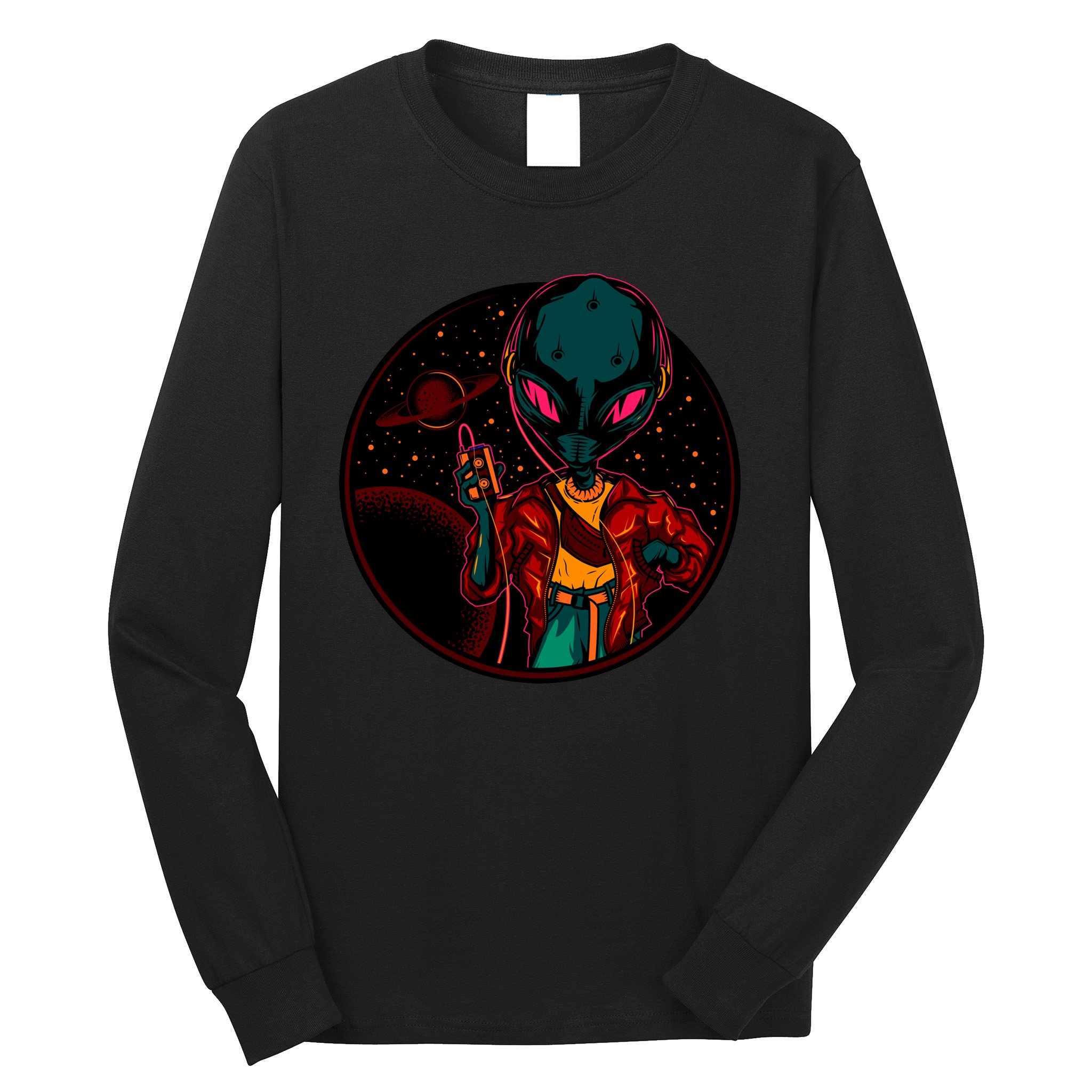 Neon Space Alien Long Sleeve Shirt