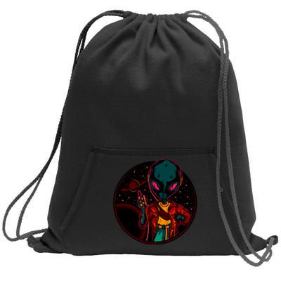 Neon Space Alien Sweatshirt Cinch Pack Bag