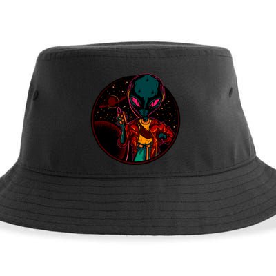 Neon Space Alien Sustainable Bucket Hat