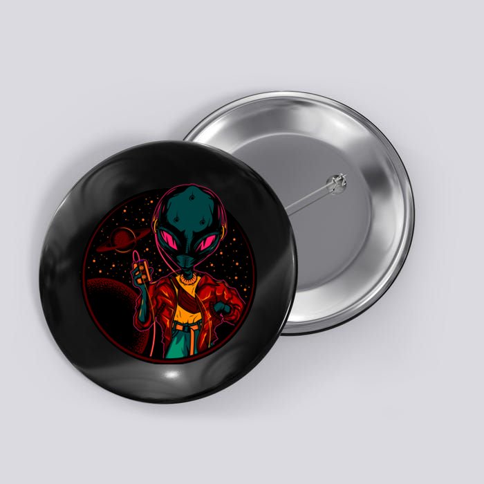 Neon Space Alien Button