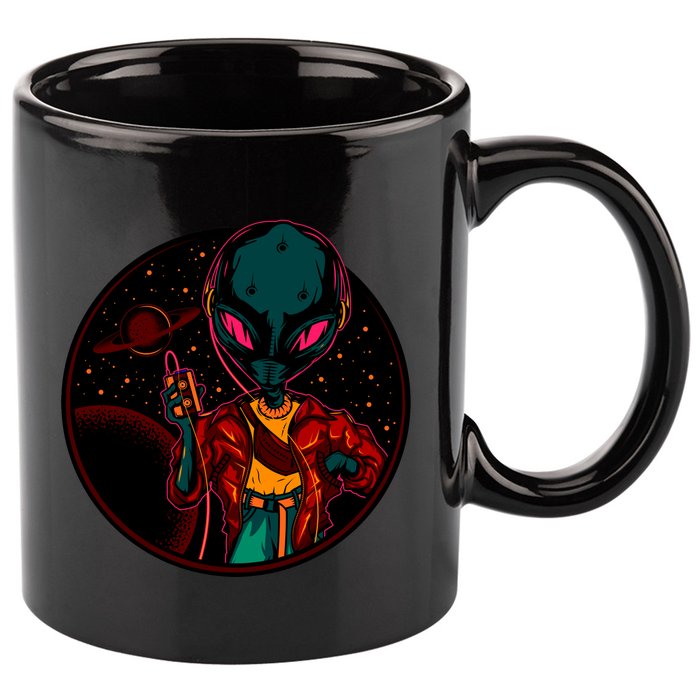Neon Space Alien 11oz C Handle Ceramic Mug