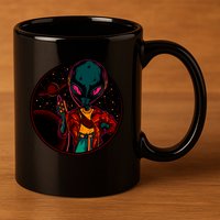 Neon Space Alien 11oz C Handle Ceramic Mug
